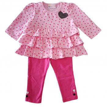 Baby Girl Long Sleeve – Layered Dress Set – Pink