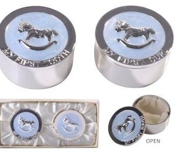 Rocking Horse First Tooth and First Curl Box Set Blue