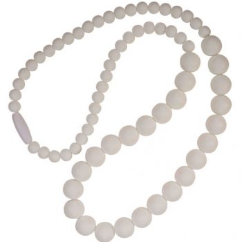 Teething Necklace Round Bead – White
