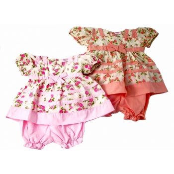 Baby Girl Dress & Bloomer With Rose Print