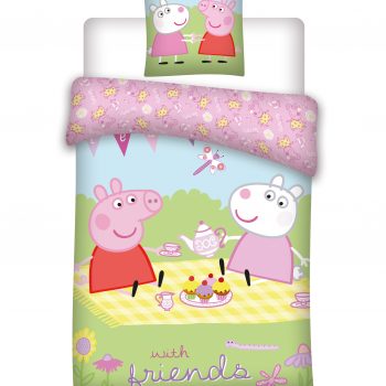 Cot / Toddler Bed Quilt Cover Set – Peppa Pig Tea with Friends