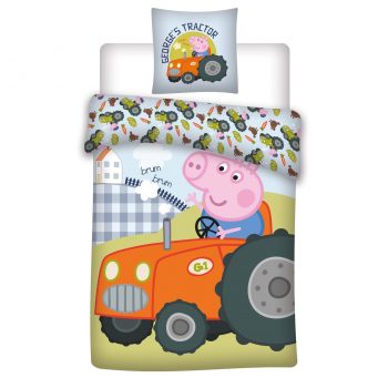 Cot / Toddler Bed Quilt Cover Set – Peppa Pig George Tractor