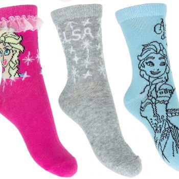Socks – Disney Frozen – Girls 3 pack Elsa Blue