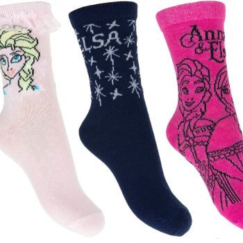 Socks – Disney Frozen – Girls 3 pack Elsa Pink