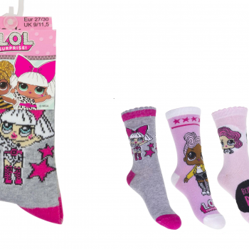 Socks – LOL Surprise – Girls 3 pack Grey