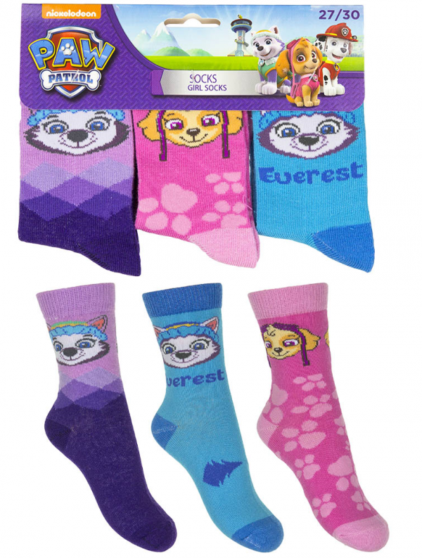 Socks - Paw Patrol - Girls 3 pack Skye Everest Pink - Image 2