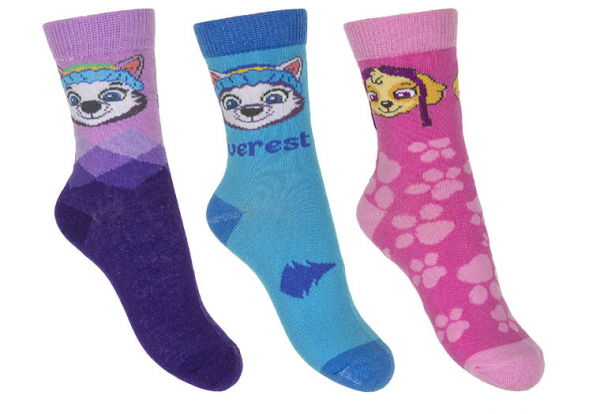 Socks - Paw Patrol - Girls 3 pack Skye Everest Pink